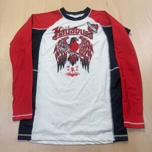 Hayabusa Mens Long Sleeve Rash Guard MMA BJJ Eagle Graphic Red White Black M